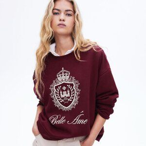 Oversized Sweatshirt with Motif - Burgundy/Belle Âme - XS